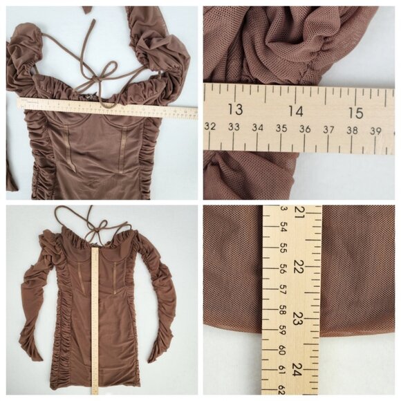 White Fox Boutique Dress Long Sleeve Brown Size Medium - Picture 8 of 8